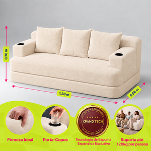 Sofá Cama Nami Xpand Tech a Vácuo Bouclê Cama inBox