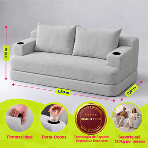 Sofá Cama Nami Xpand Tech a Vácuo Bouclê Cama inBox