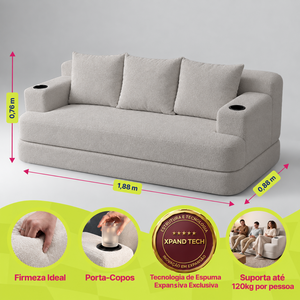 Sofá Cama Nami Xpand Tech a Vácuo Bouclê Cama inBox