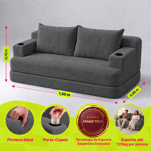 Sofá Cama Nami Xpand Tech a Vácuo Bouclê Cama inBox