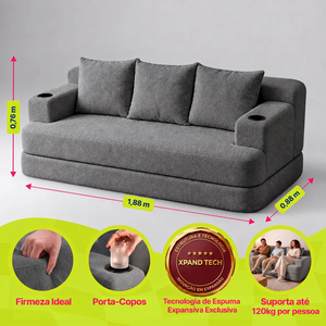 Sofá Cama Nami Xpand Tech a Vácuo Bouclê Cama inBox