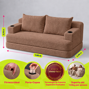 Sofá Cama Nami Xpand Tech a Vácuo Bouclê Cama inBox