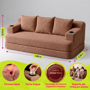 Sofá Cama Nami Xpand Tech a Vácuo Bouclê Cama inBox