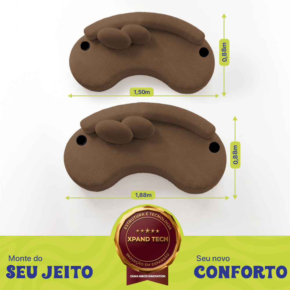 Conjunto de Sofá 3 e 2 Lugares Veda Xpand Tech Tecido bouclê Cama inBox