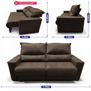Sofá Retrátil e Reclinável Smart Clean Tecido Velusoft Cama inBox
