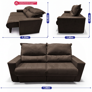 Sofá Retrátil e Reclinável Smart Clean Tecido Velusoft Cama inBox
