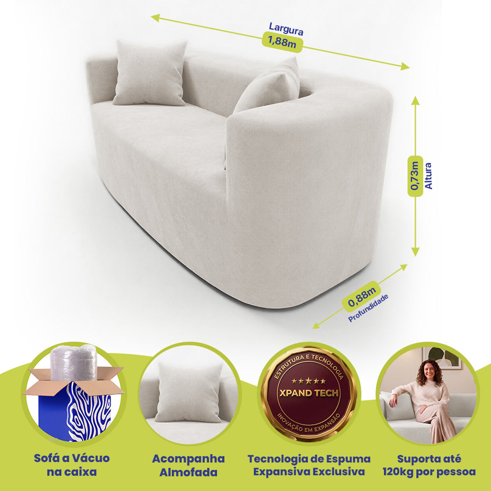 Sofá Solace Xpand Tech a Vácuo Bouclê Cama inBox