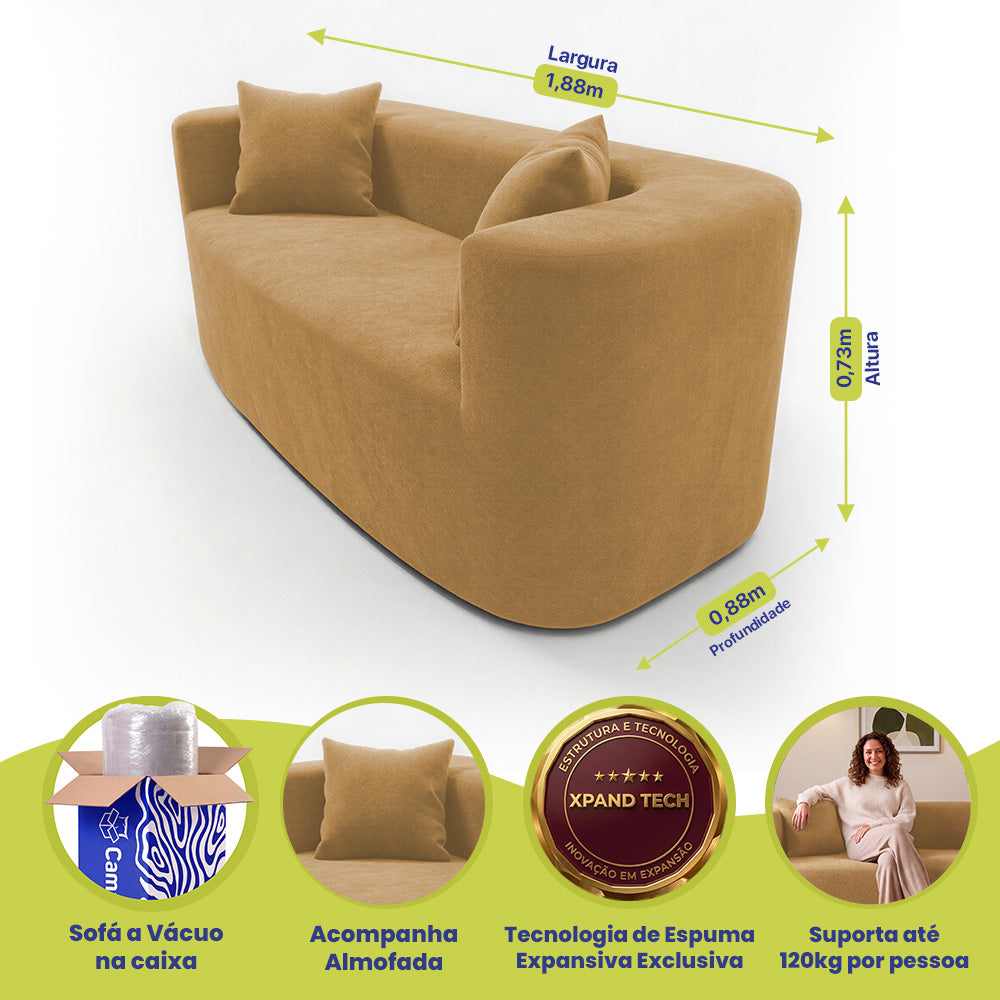 Sofá Solace Xpand Tech a Vácuo Bouclê Cama inBox