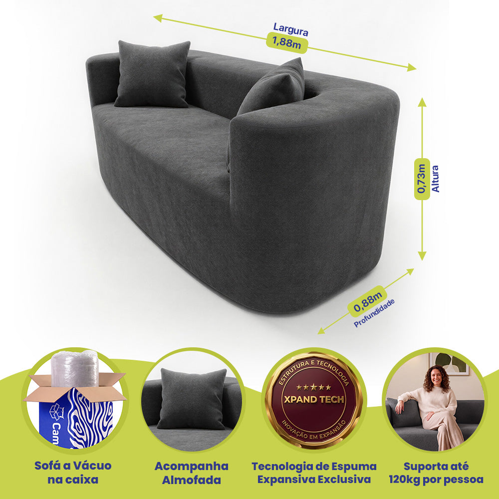 Sofá Solace Xpand Tech a Vácuo Bouclê Cama inBox