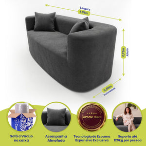Sofá Solace Xpand Tech a Vácuo Bouclê Cama inBox