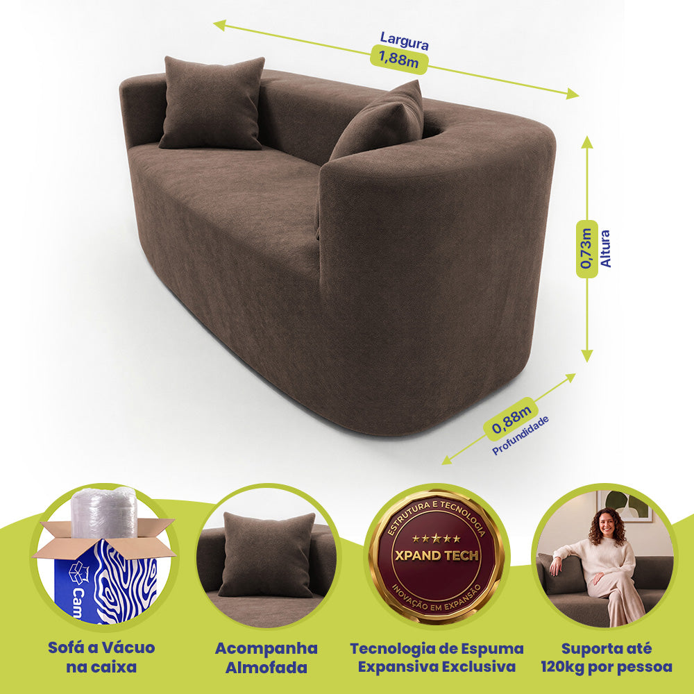 Sofá Solace Xpand Tech a Vácuo Bouclê Cama inBox