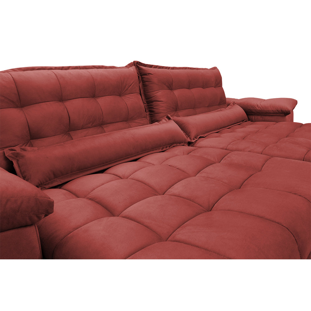Sofá Retrátil e Reclinável Aconchego com Molas Ensacadas Velusoft Cama inBox