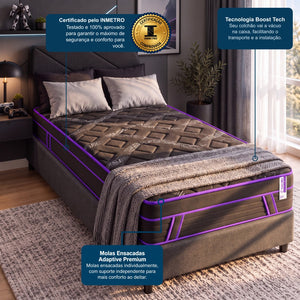 Colchão de Molas Ensacadas a Vácuo Purple Cama inBox