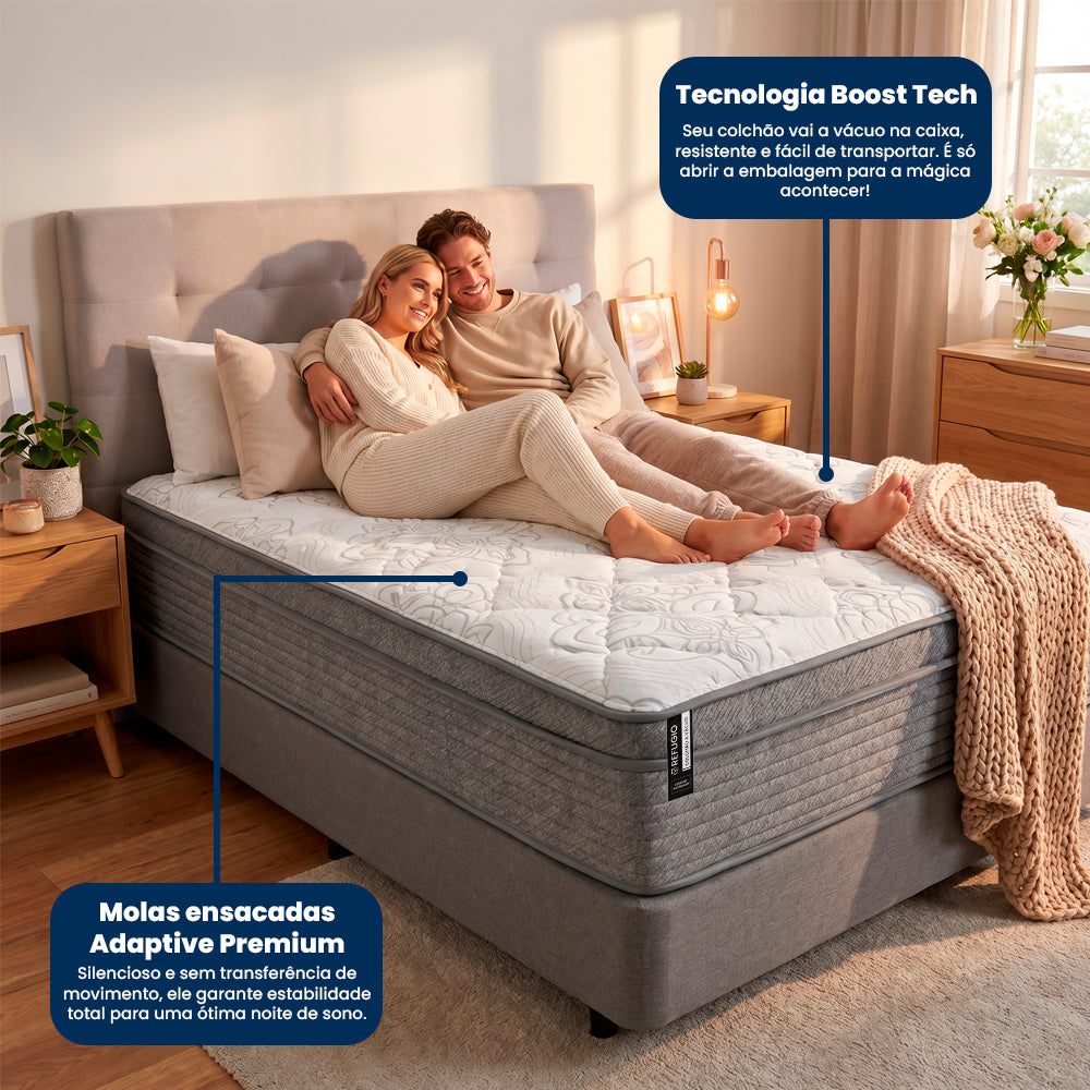 Colchão Refúgio Boost Tech de Molas Ensacadas Cama inBox
