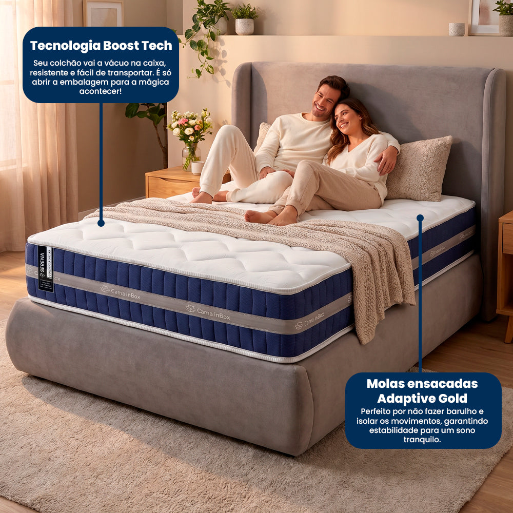 Colchão Serena Boost Tech de Molas Ensacadas a Vácuo Cama inBox