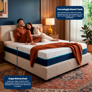 Colchão de Molas Ensacadas a Vácuo Boost Tech Memory Fresh Waterfall Cama inBox