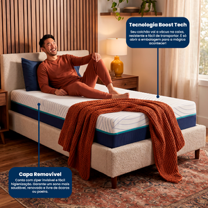 Colchão de Molas Ensacadas a Vácuo Boost Tech Memory Fresh Waterfall Cama inBox