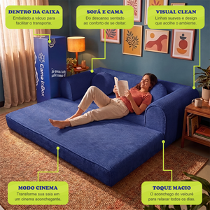 Sofá Cama Cotton Xpand Tech a Vácuo Velourê Cama inBox