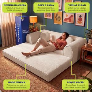 Sofá Cama Cotton Xpand Tech a Vácuo Velourê Cama inBox