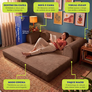 Sofá Cama Cotton Xpand Tech a Vácuo Velourê Cama inBox