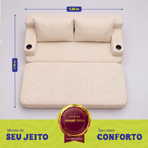 Sofá Cama Nami Xpand Tech a Vácuo Bouclê Cama inBox
