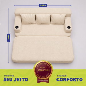 Sofá Cama Nami Xpand Tech a Vácuo Bouclê Cama inBox