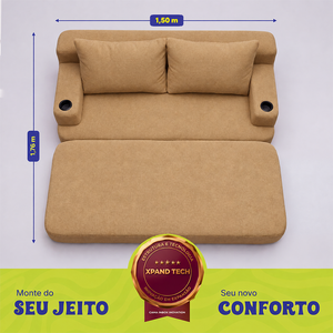 Sofá Cama Nami Xpand Tech a Vácuo Bouclê Cama inBox