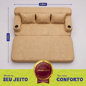 Sofá Cama Nami Xpand Tech a Vácuo Bouclê Cama inBox