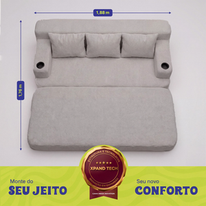 Sofá Cama Nami Xpand Tech a Vácuo Bouclê Cama inBox