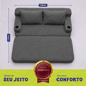 Sofá Cama Nami Xpand Tech a Vácuo Bouclê Cama inBox