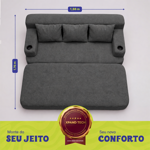Sofá Cama Nami Xpand Tech a Vácuo Bouclê Cama inBox