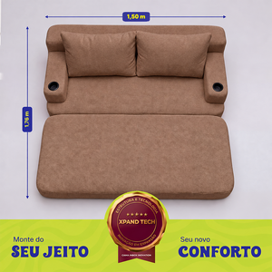 Sofá Cama Nami Xpand Tech a Vácuo Bouclê Cama inBox