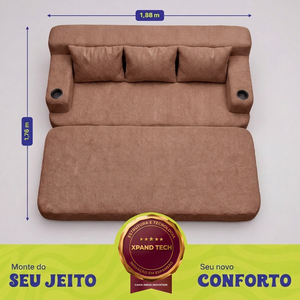 Sofá Cama Nami Xpand Tech a Vácuo Bouclê Cama inBox