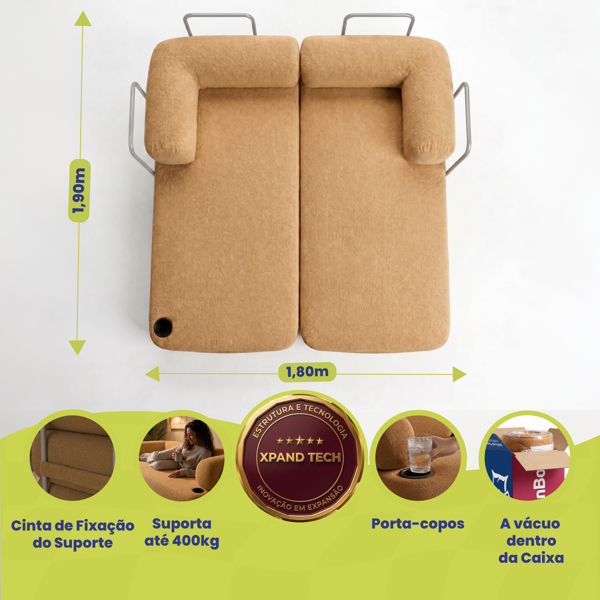 Sofá Cama Orbe Xpand Tech Cama inBox