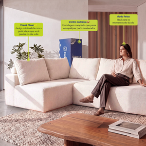 Sofá de Canto Vibe Esquerdo 2,70 x 1,70 BoostTech Bouclê Cama inBox