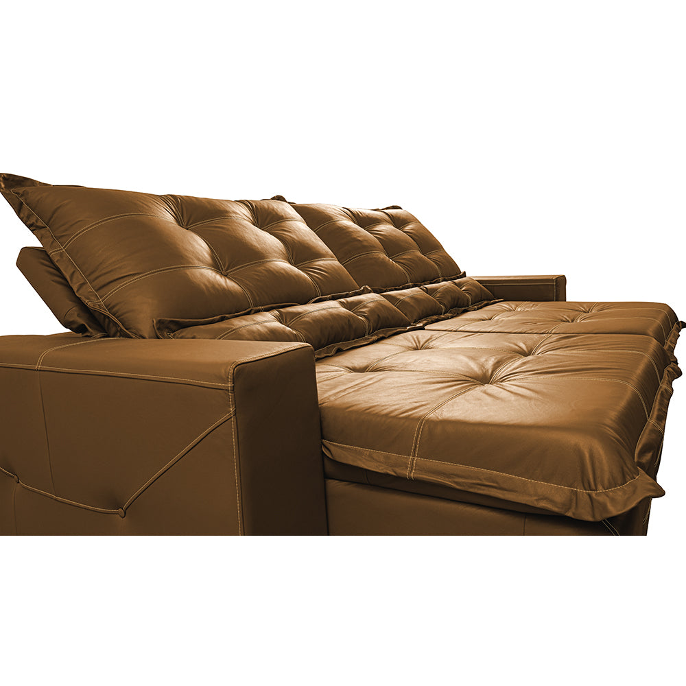 Sofá de Courino Retrátil e Reclinável Cama inBox Bourbon SoftGel D40