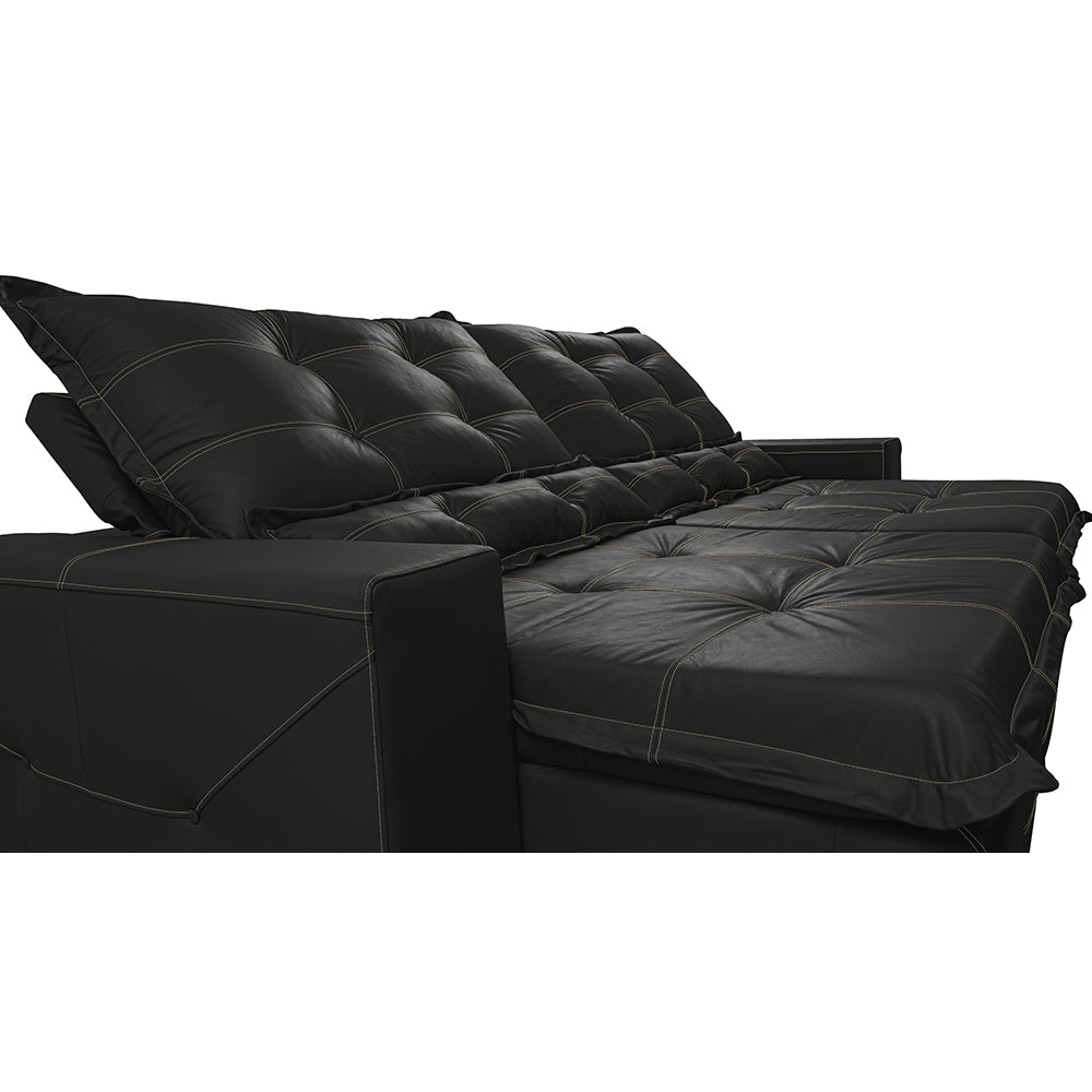 Sofá de Courino Retrátil e Reclinável Cama inBox Bourbon SoftGel D40