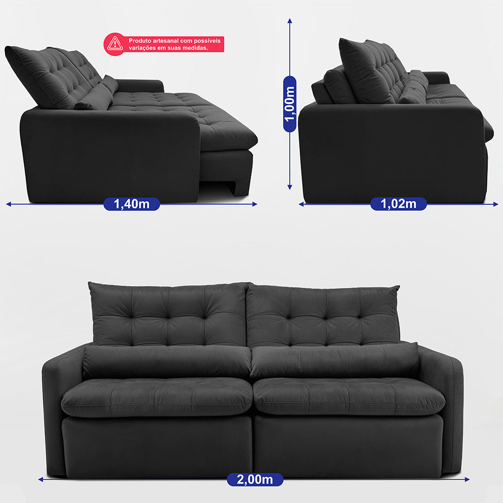 Sofá Sem Caixa Retrátil SoftGel Celeste Velusoft Cama inBox