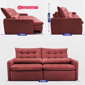 Sofá Sem Caixa Retrátil SoftGel Celeste Velusoft Cama inBox