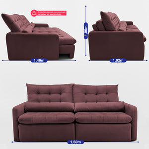 Sofá Sem Caixa Retrátil SoftGel Celeste Velusoft Cama inBox