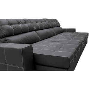 Sofá de Couro Legítimo Retrátil e Reclinável 3,55m Molas Ensacadas Cama inBox Majesty