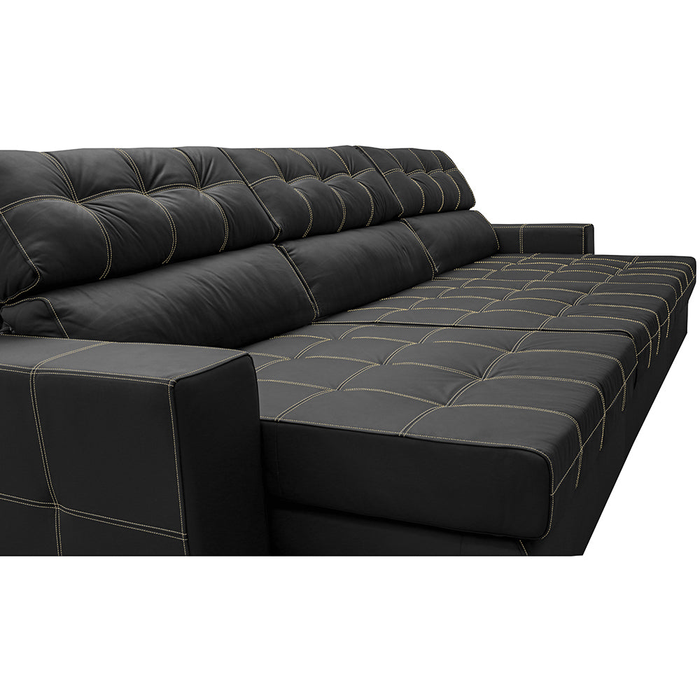 Sofá de Couro Legítimo Retrátil e Reclinável 3,55m Molas Ensacadas Cama inBox Majesty