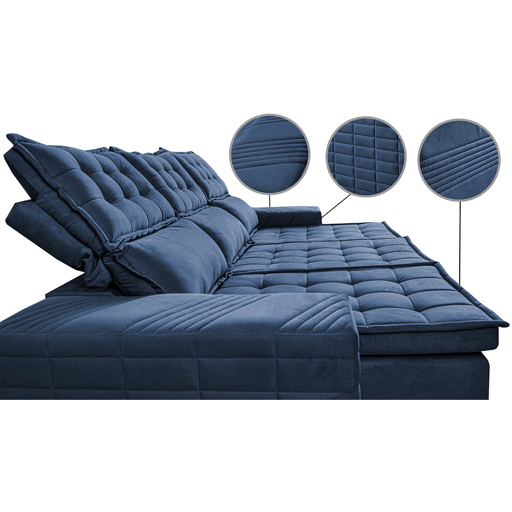 Sofá 3 Lugares Retrátil e Reclinável Cama inBox Senses 2,00m Velusoft