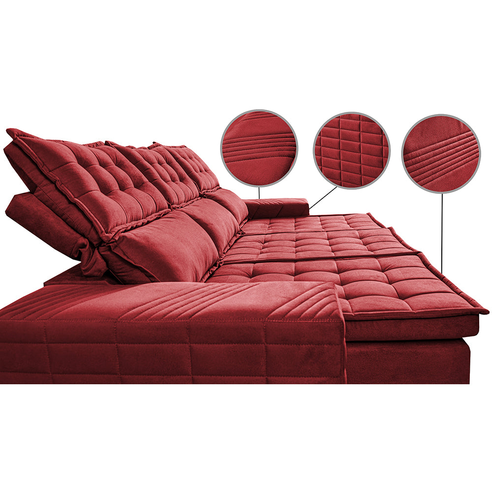 Sofá 3 Lugares Retrátil e Reclinável Cama inBox Senses 2,00m Velusoft