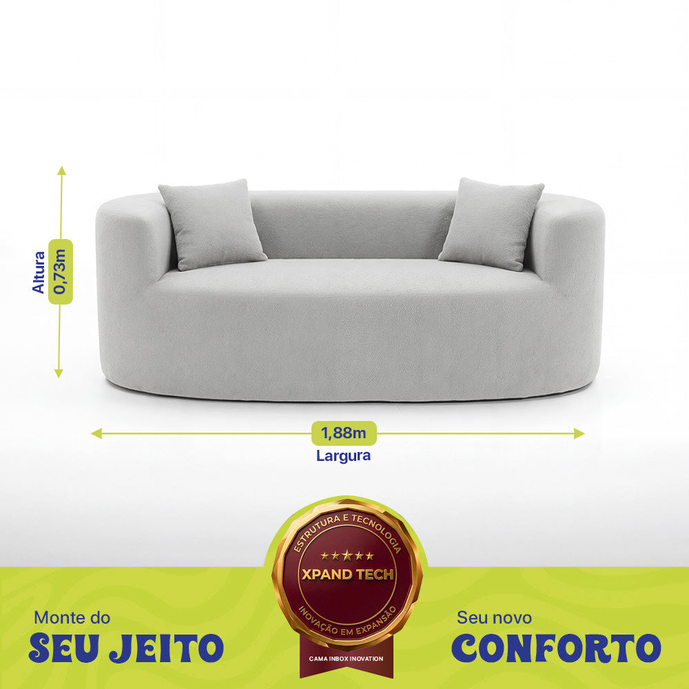 Sofá Solace Xpand Tech a Vácuo Bouclê Cama inBox