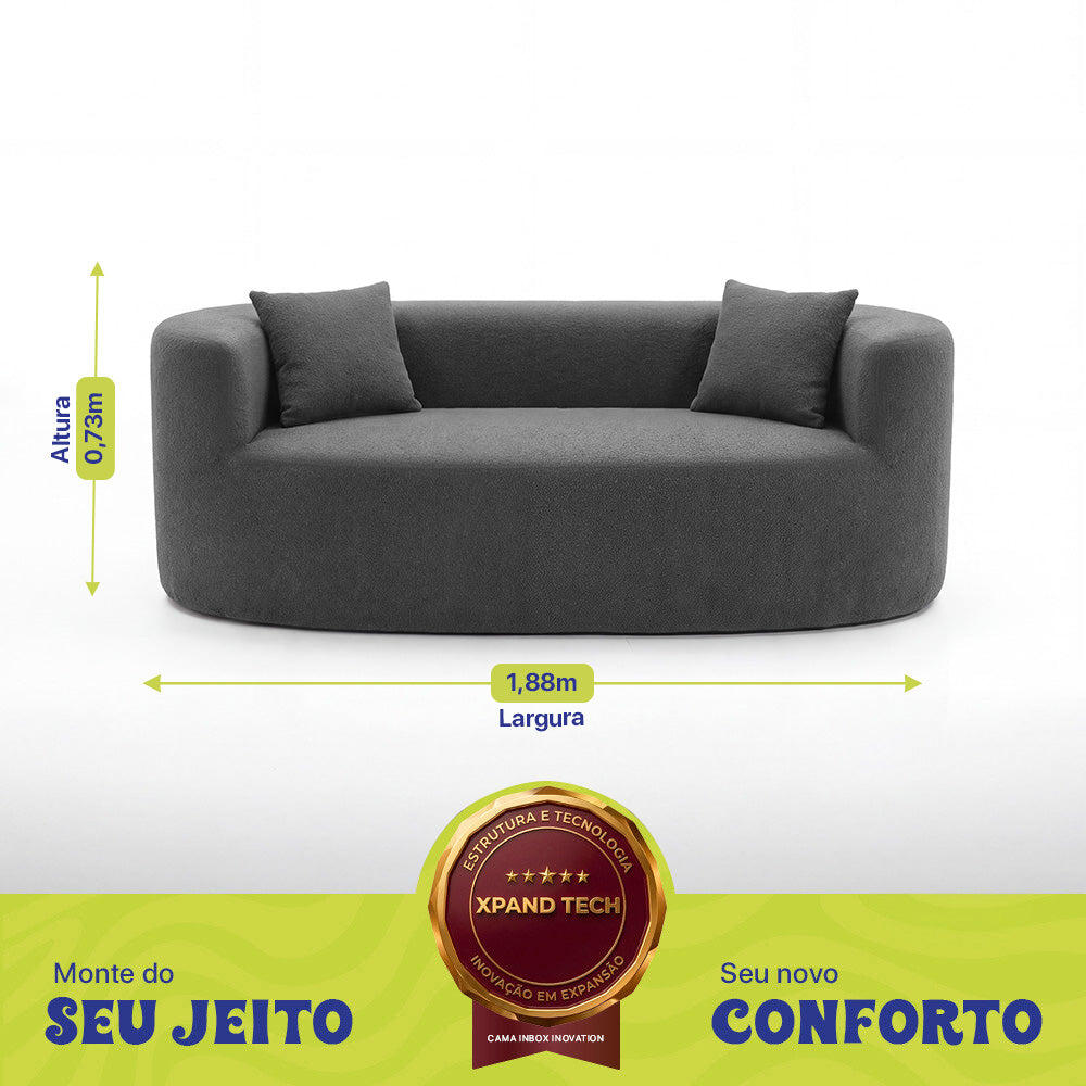 Sofá Solace Xpand Tech a Vácuo Bouclê Cama inBox