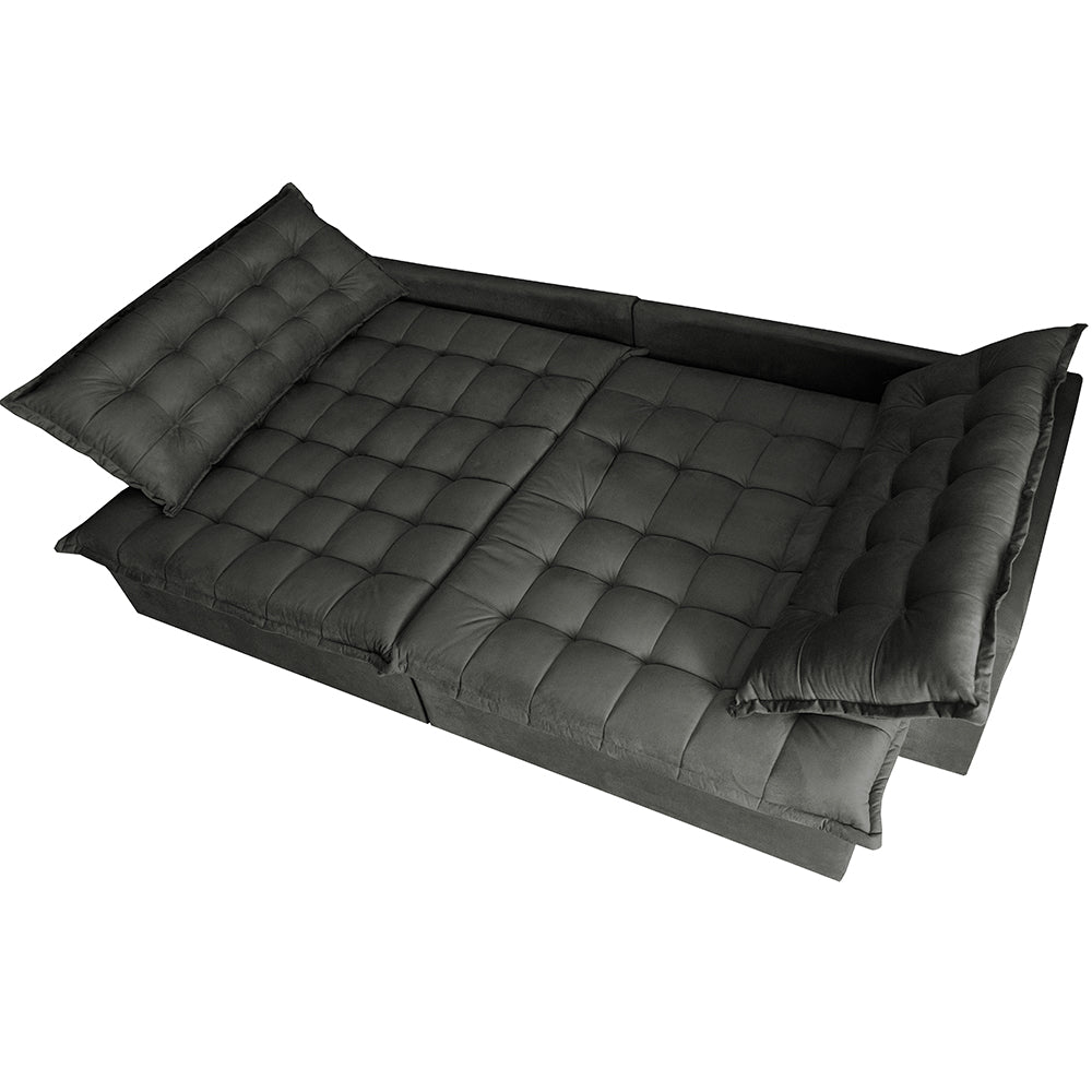 Sofá Retrátil Reclinável e Cama 2,15m Cama inBox Flex Suede Velusoft Cinza