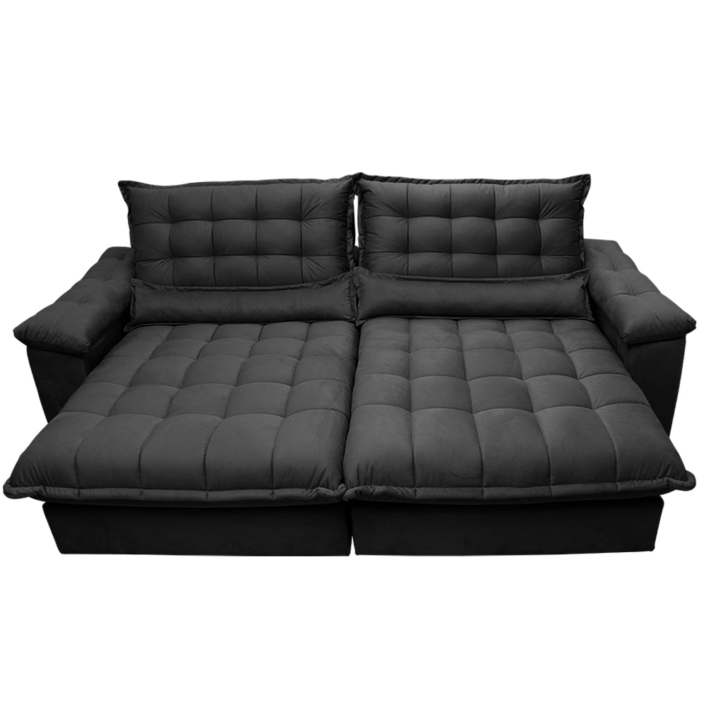 Sofá Retrátil e Reclinável Aconchego com Molas Ensacadas Velusoft Cama inBox