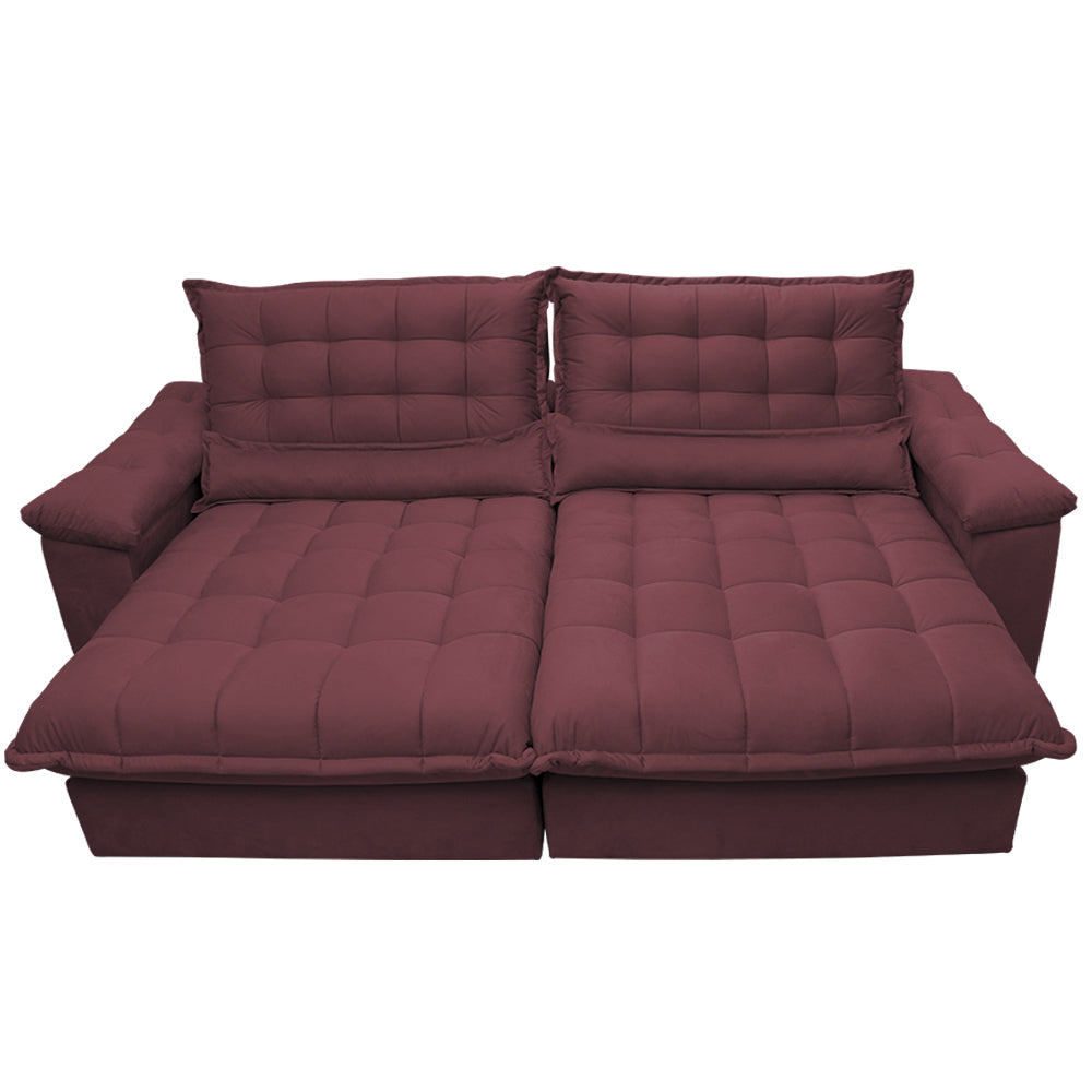 Sofá Retrátil e Reclinável Aconchego com Molas Ensacadas Velusoft Cama inBox