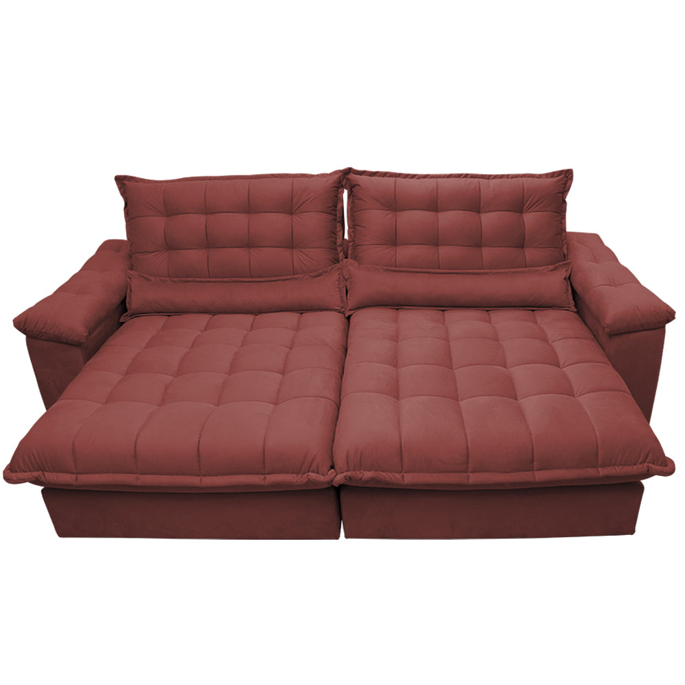 Sofá Retrátil e Reclinável Aconchego com Molas Ensacadas Velusoft Cama inBox